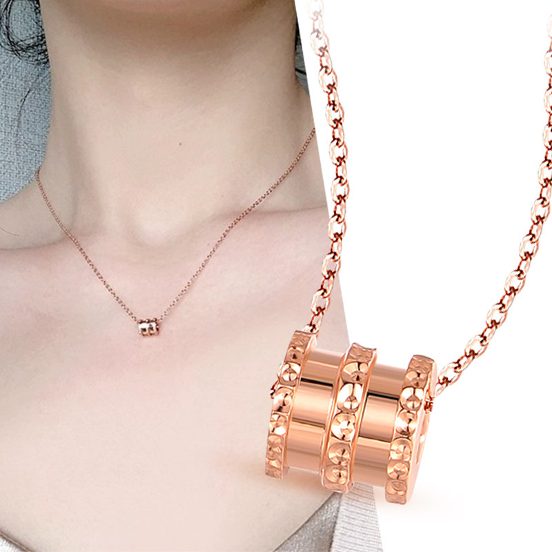 cgc珠宝彩金项链女18k金项链玫瑰金吊坠小蛮腰项链吊坠送女友礼物