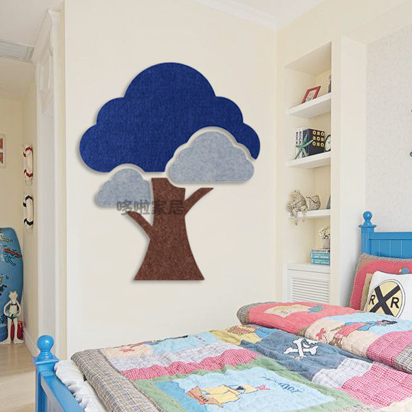 幼儿园学校墙面大树树冠造型毛毡作品展示背景墙照片软装墙贴