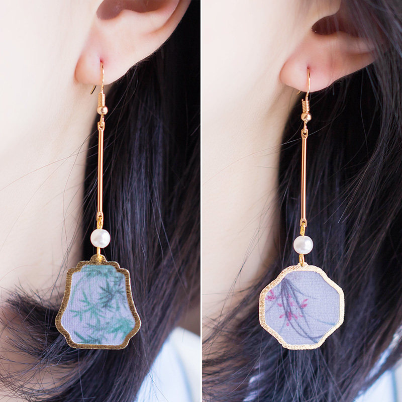 古风团扇耳环中国国风气质扇子复古耳坠超仙耳环