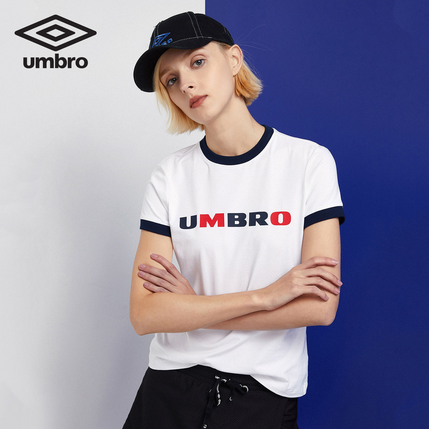 umbro茵宝 夏季女子简约百搭短袖文化衫女运动短袖t恤
