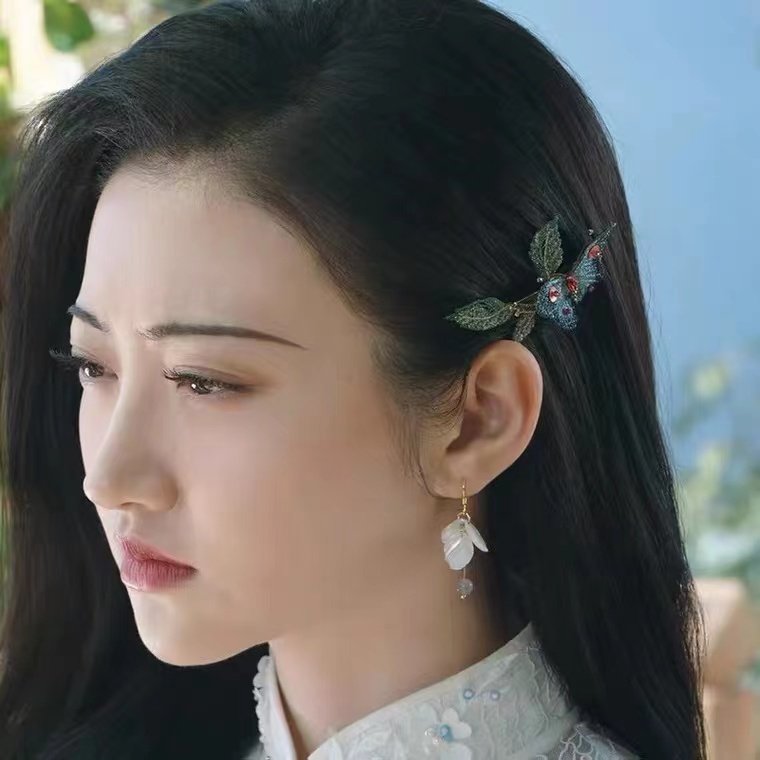 司藤景甜同款发饰刺绣蝴蝶发夹旗袍汉服复古发饰