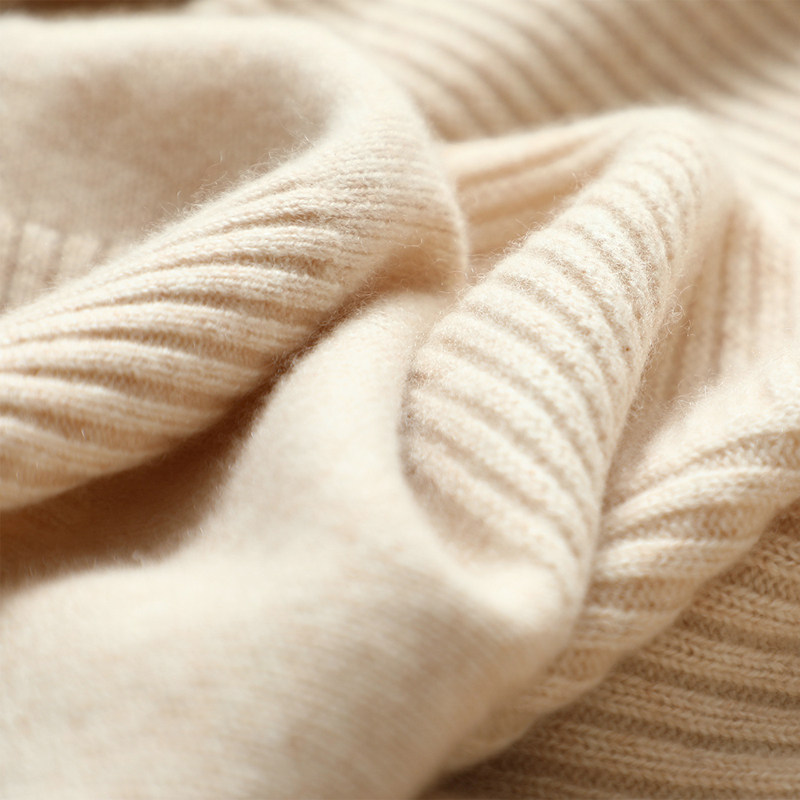 纯羊质感羊绒衫加厚高领套头不对称条纹羊绒毛衣羊绒衫