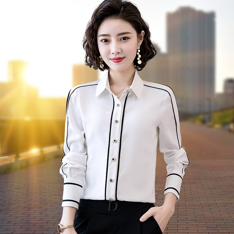 黑色衬衫女士长袖衬衣雪纺设计小众2022年新款衬衫