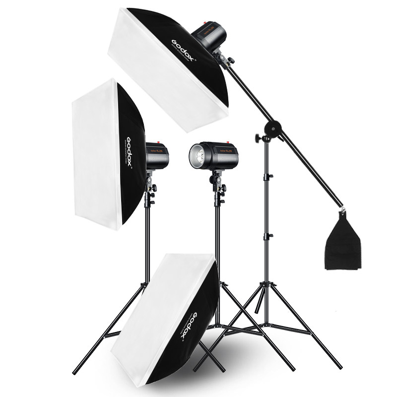 神牛小先锋200w影室闪光灯柔光箱摄影棚套装影棚灯摄影灯三灯套装
