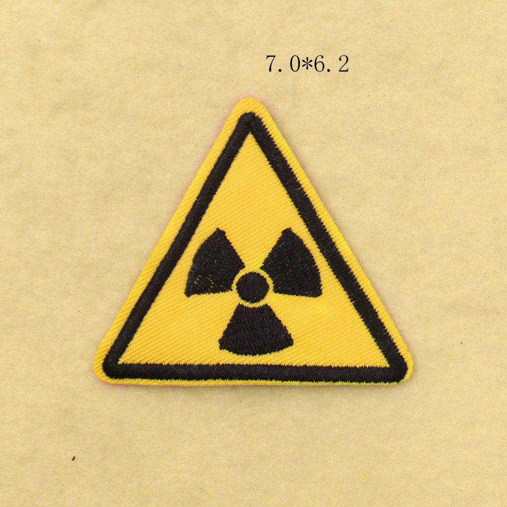 警示刺绣徽章核辐射元素危险标布儿童服装辅料背胶布贴