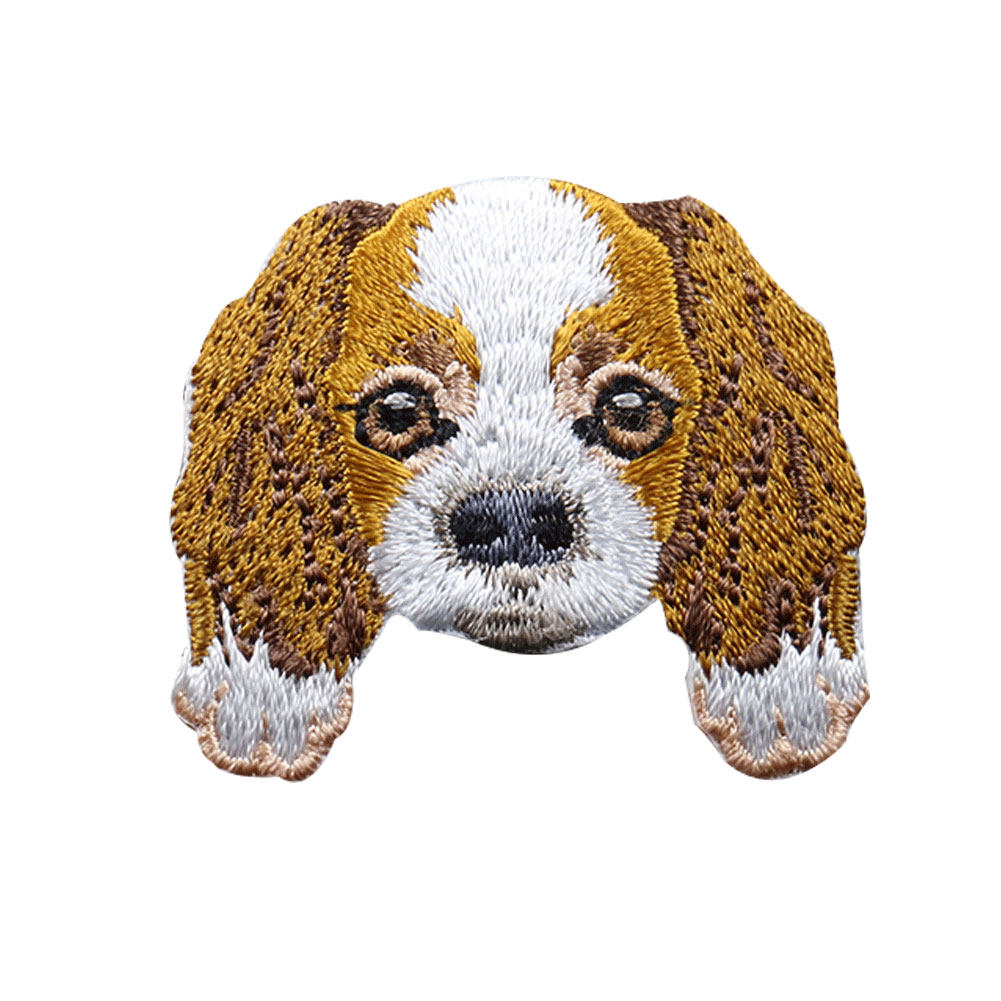 高端烧边狗头刺绣布贴卡通宠物狗背胶布贴