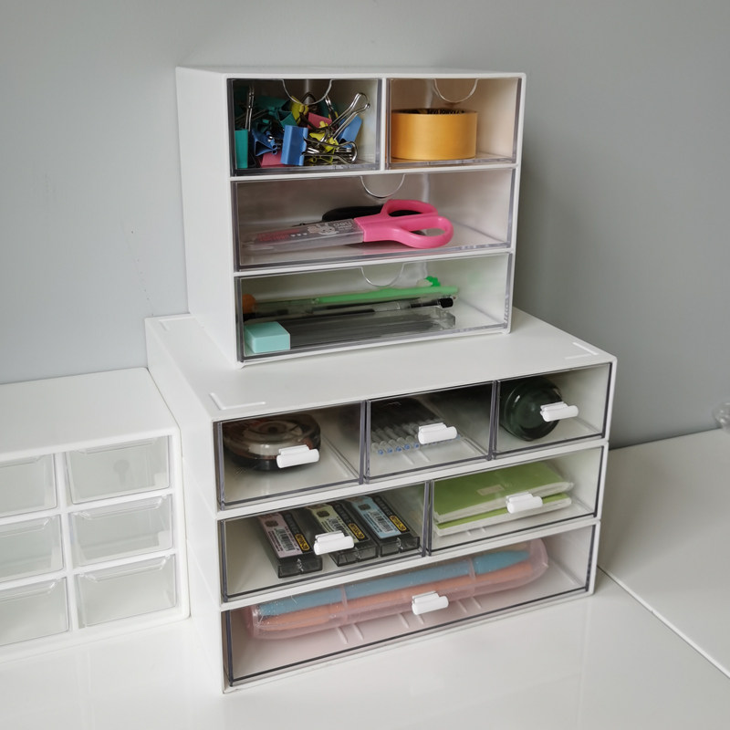 收纳四格迷你桌面抽屉小号储物首饰手账办公室桌面收纳盒