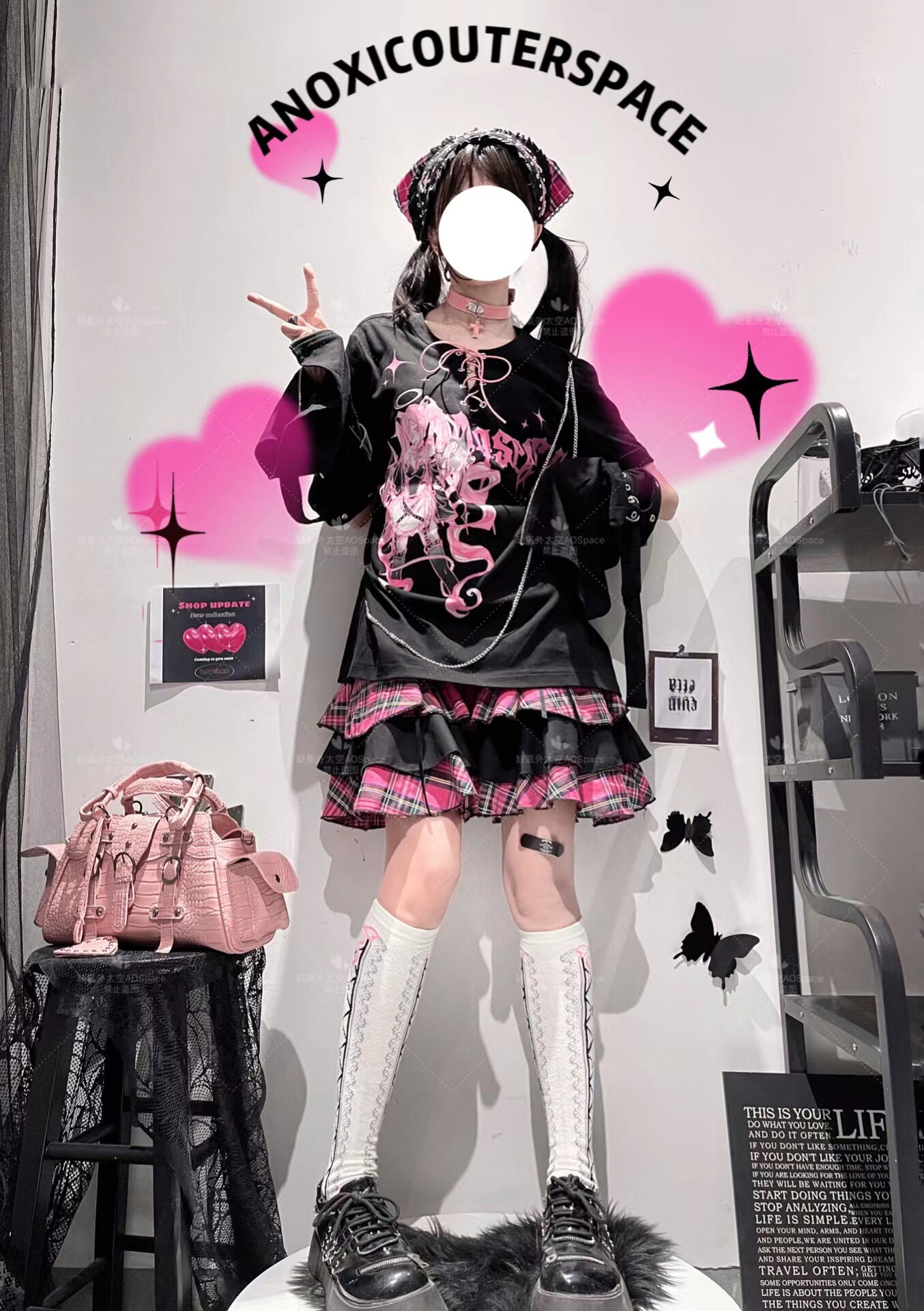 缺氧太空试验原创亚文化y2k印花甜辣女款短袖t恤