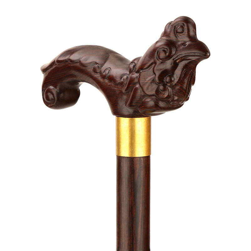 红木老人拐杖实木木质老年人手杖鸡翅鸡翅木木制木雕