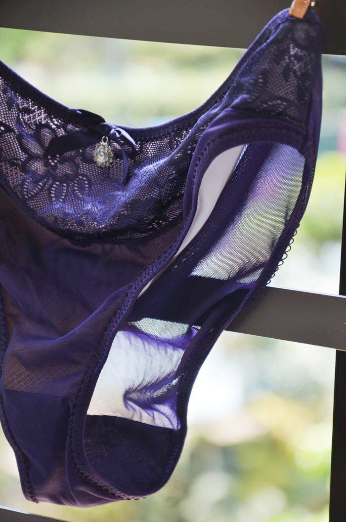 法国单 紫色知性女人味 透明lycra闪钻柔软中低腰女士内裤 6条包