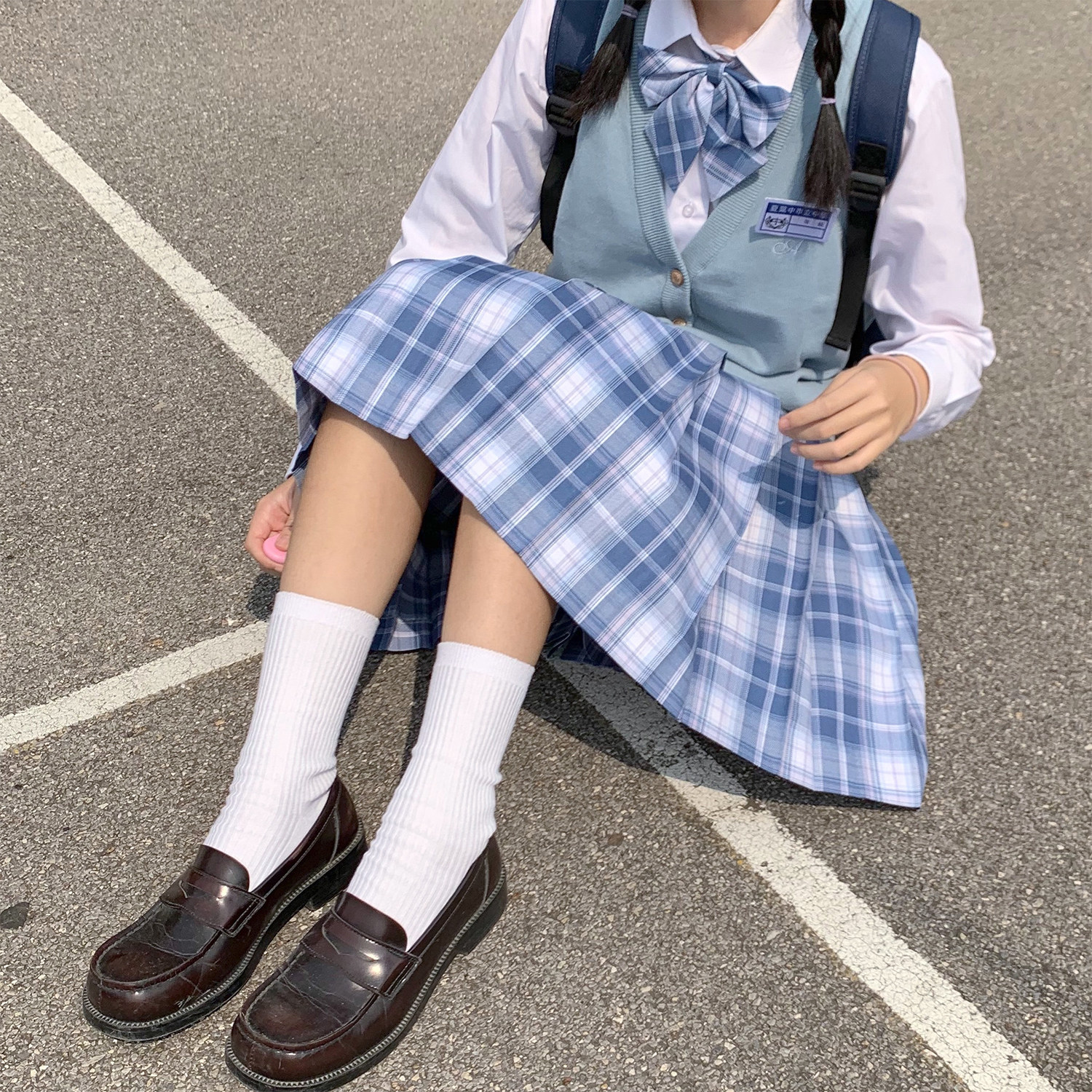 制服jk普通百褶裙格裙茗叶原创新版班服福建半身裙