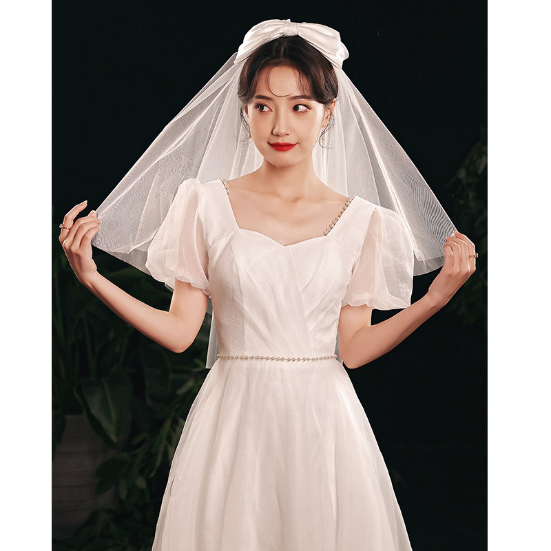 头纱女新娘主婚婚纱结婚头饰森系写真法式领证头纱