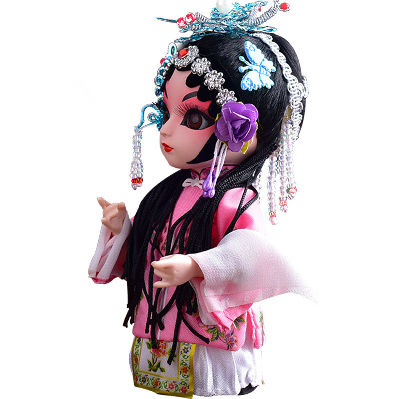 中国国风绢人娃娃旅游纪念品京剧脸谱小玩玩偶摆件绢人