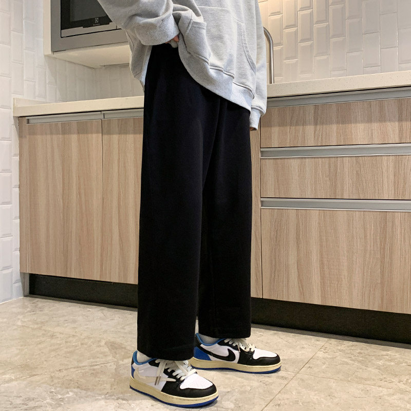 裤子男冬季加绒运动裤加厚直筒裤宽松纯棉休闲裤潮流百搭秋冬长裤