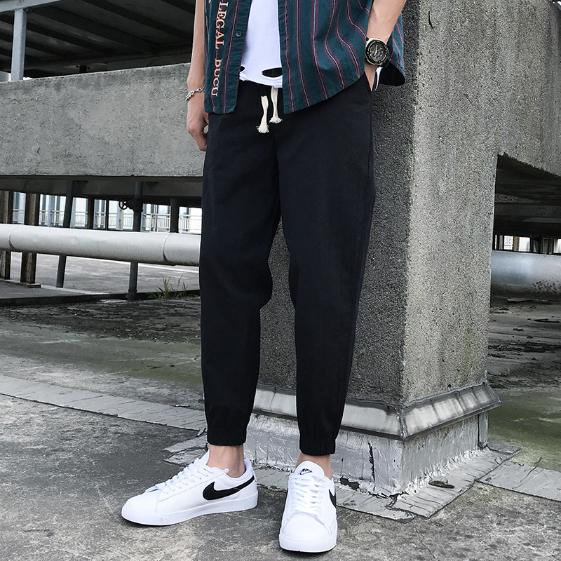 春秋裤子ins休闲裤男薄款夏季长裤九分裤韩版潮流百搭运动裤束脚