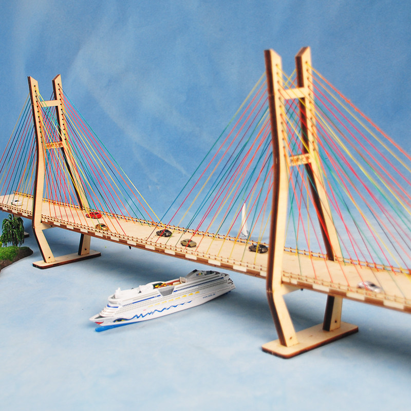 木制diy手工拼装模型山东利津黄河大桥桥梁科学实验