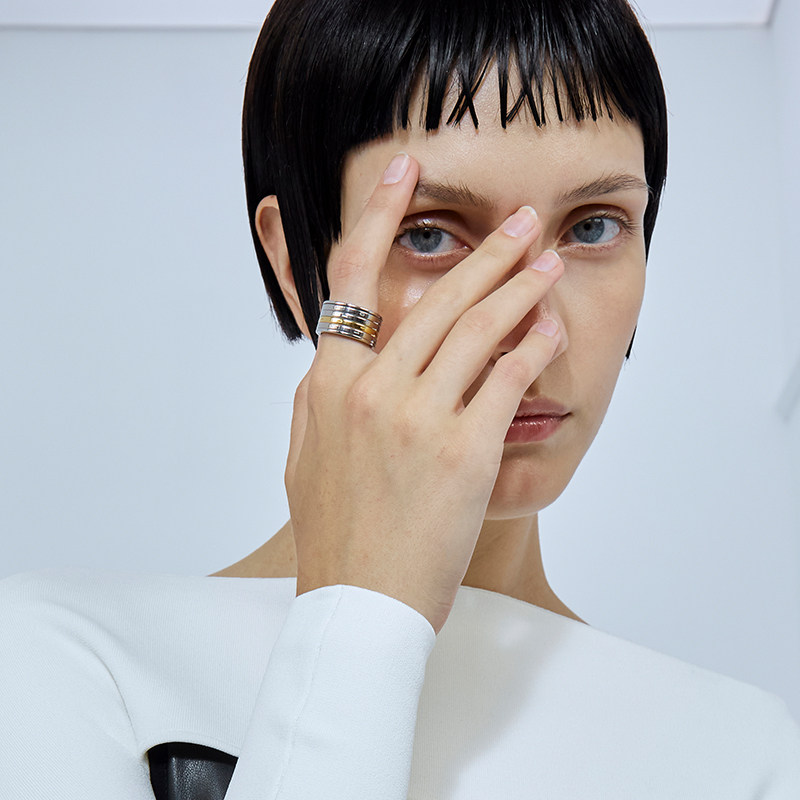 拼色blackhead黑头独特高级小众情侣男女数字旋转戒指