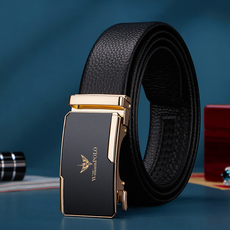 保罗皮带真皮自动扣潮年轻人腰带韩版青年百搭腰带