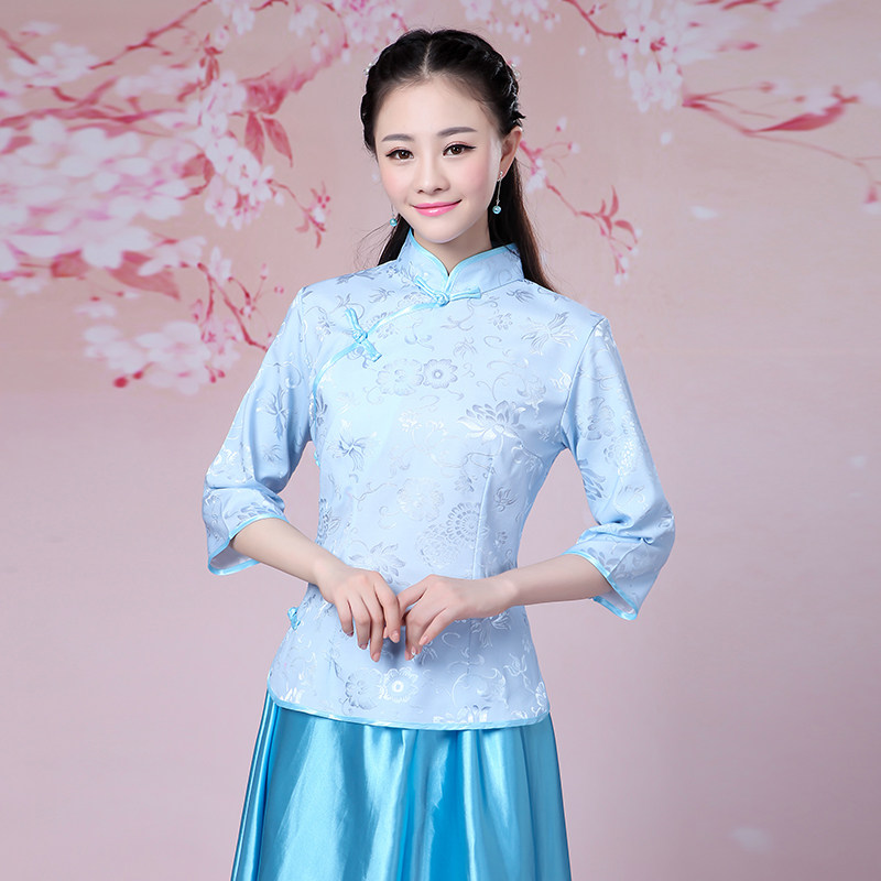 中式伴娘服姐妹团复古中国风婚礼礼服女民国古装汉服演出服春夏季