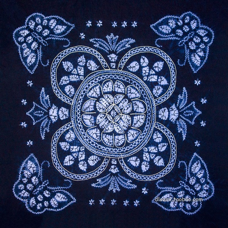 云南挂饰蝴蝶桌巾布桌巾桌布新款扎染全棉手工白族扎染