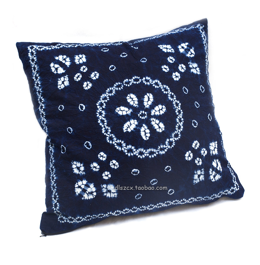 原创云南大理白族植物染色手工扎染抱枕椅子白族扎染