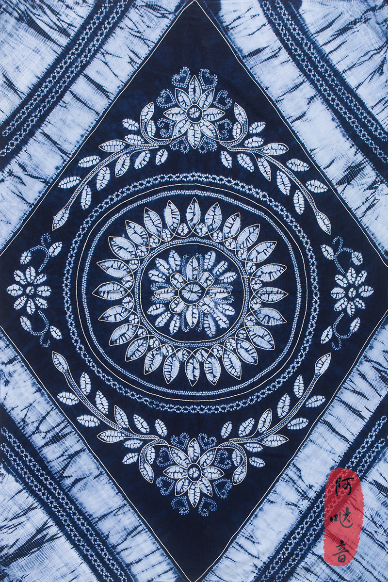 桌布云南大理白族扎染染布餐桌纯棉茶几电视柜白族扎染