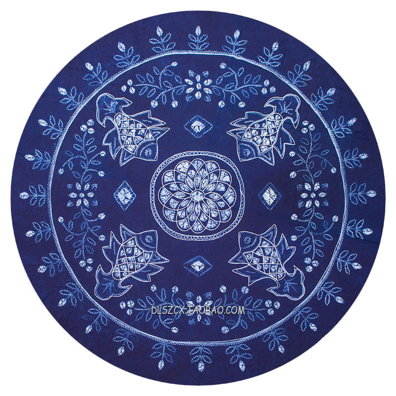 云南民族特色大理白族纯棉手工扎染大圆桌布白族扎染