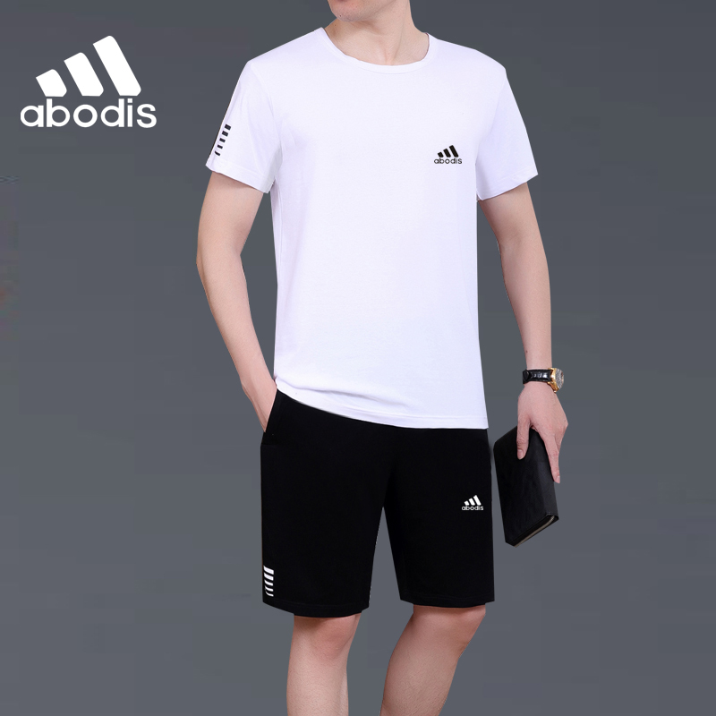 2022年新品运动套装男夏季短袖短裤纯棉中老年休闲服爸爸装两件套