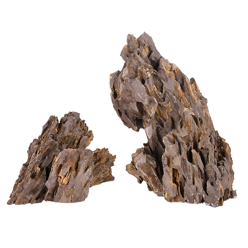 天然真石头造景鱼缸水陆草缸造型多孔假山松皮石造景