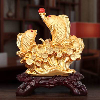 金龙鱼招财聚宝盆大号风水家居装饰创意客厅工艺品摆设摆件