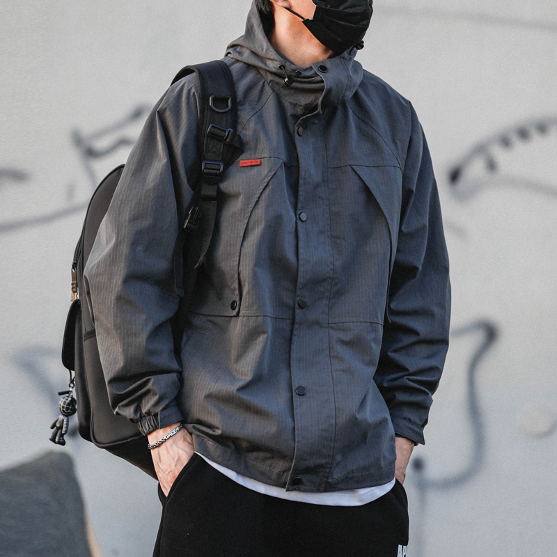 秋冬外套男工装连帽宽松潮牌夹克春秋冲锋衣百搭休闲上衣冬季外套