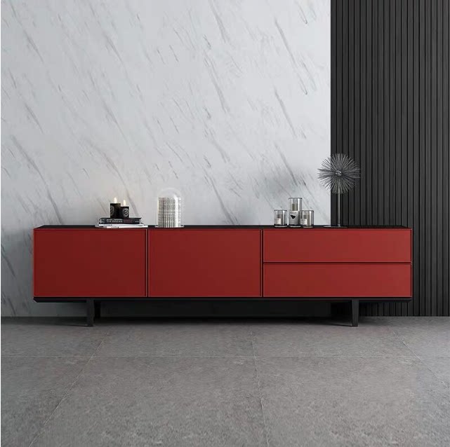 新款电视柜储物柜客厅家具北欧红色烤漆柜子客厅组合柜电视柜