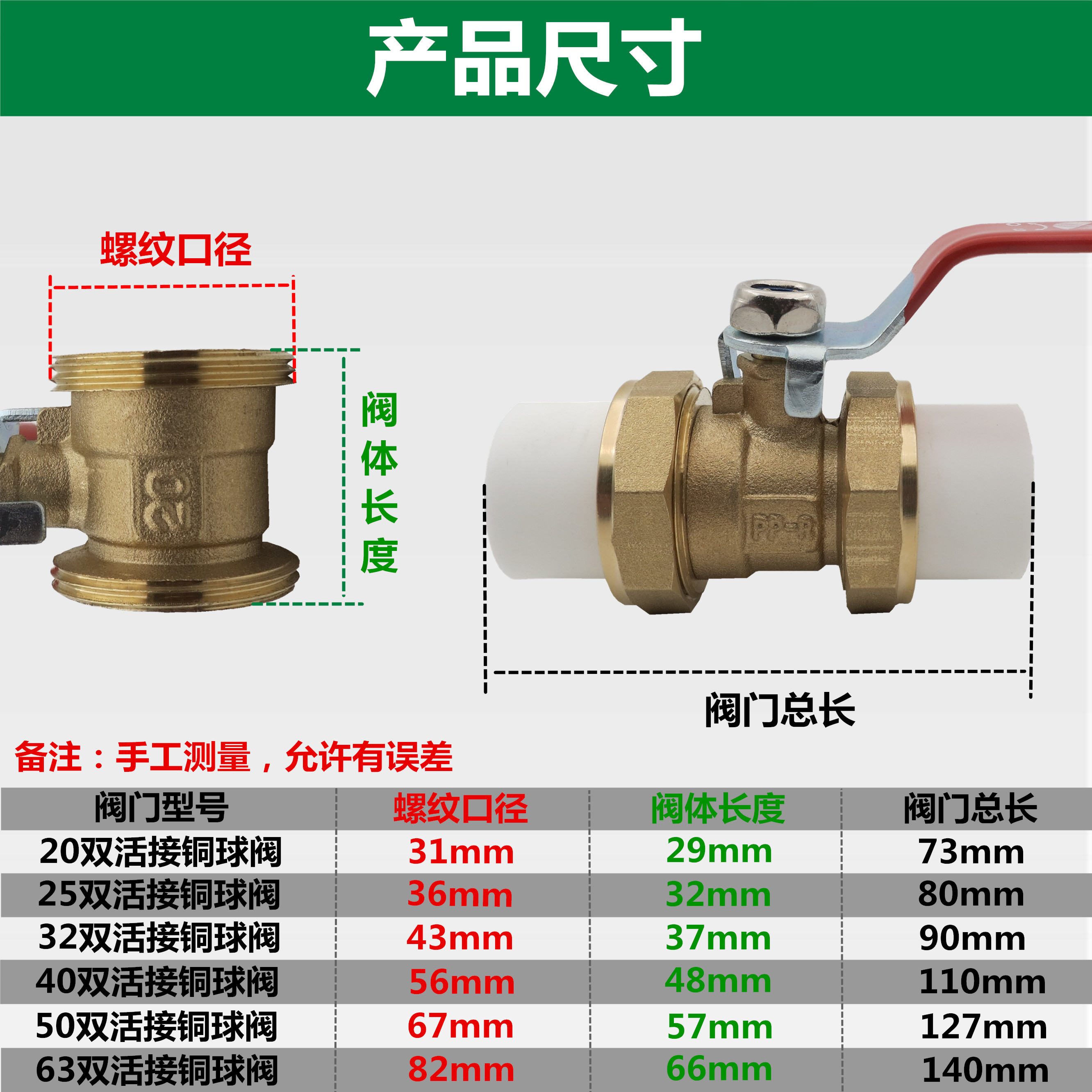 ppr1寸开关水管热熔6分双活暖气全铜4分球阀