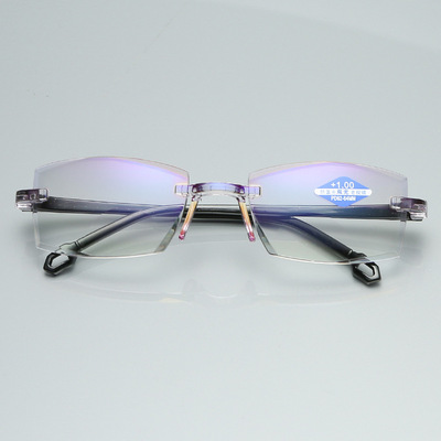 2020新款圆顶切边双光pc无框便携超轻防蓝光老花镜老视镜男