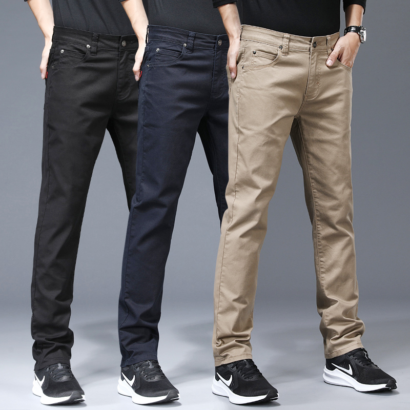 直筒休闲裤男纯棉男装新款男裤商务裤子男士宽松休闲弹力男款长裤