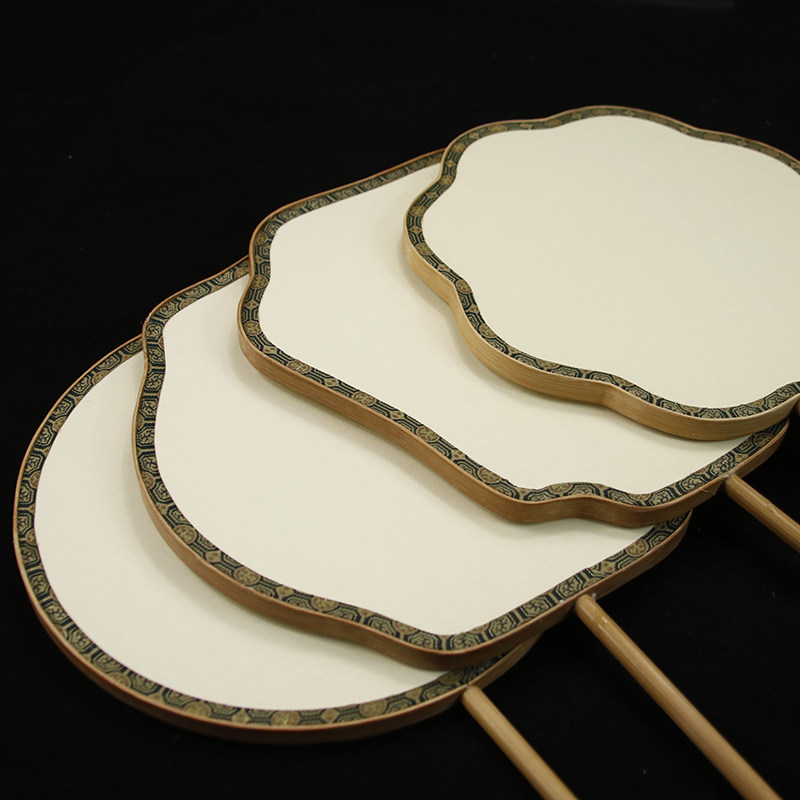 绘画画扇工笔手绘真丝熟绢仿古风团扇子中国风棕竹框空白团扇