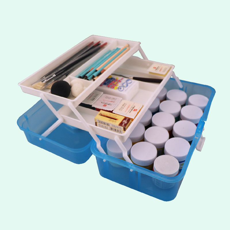 工具箱透明小学生美术画画素描铅笔盒水粉颜料文具水粉颜料
