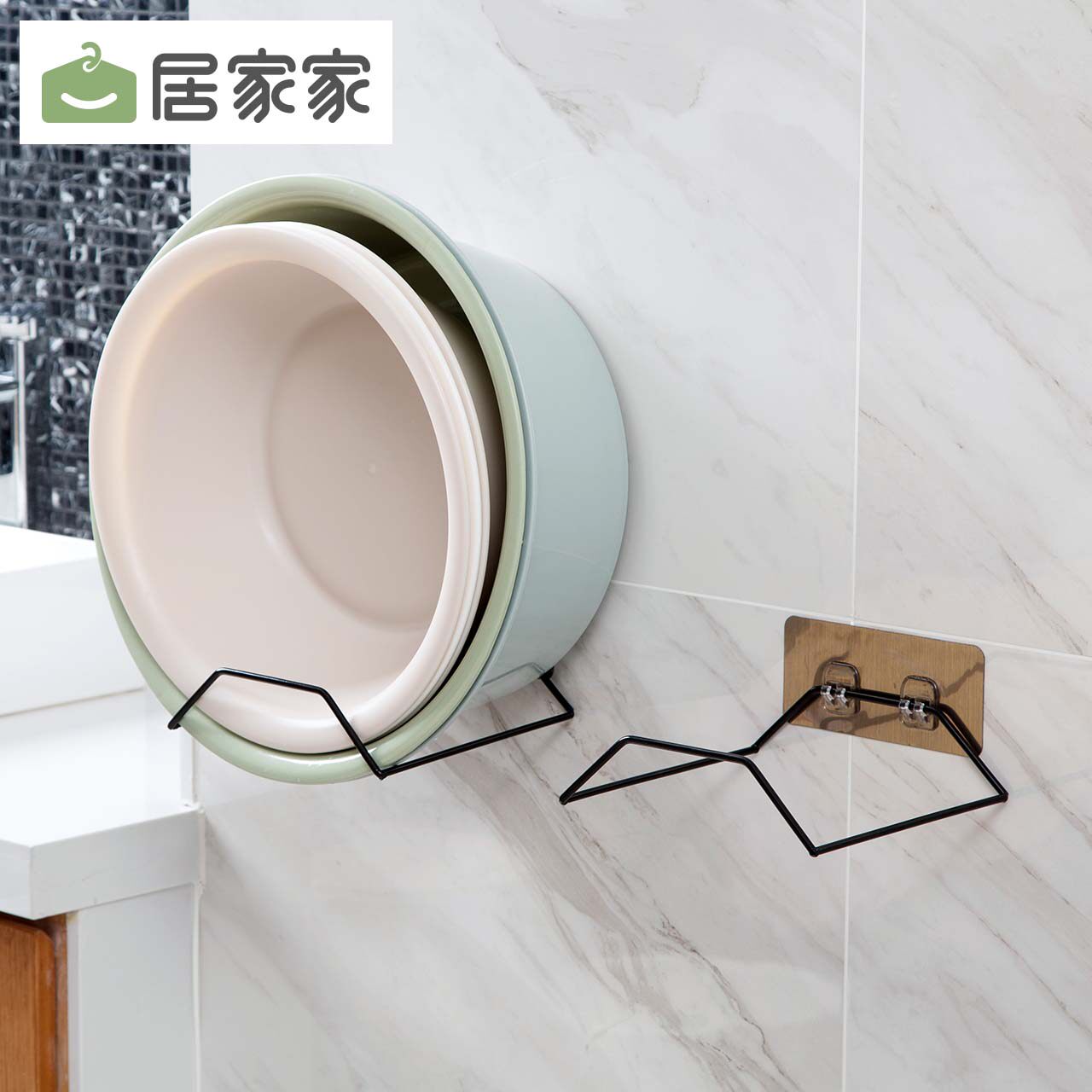 免打孔壁挂脸盆架卫生间免钉脸盆挂架浴室强力挂钩厨房粘钩收纳架