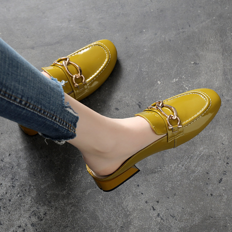 拖鞋乐福鞋凉平底外穿2020夏季新款真皮百搭包头拖