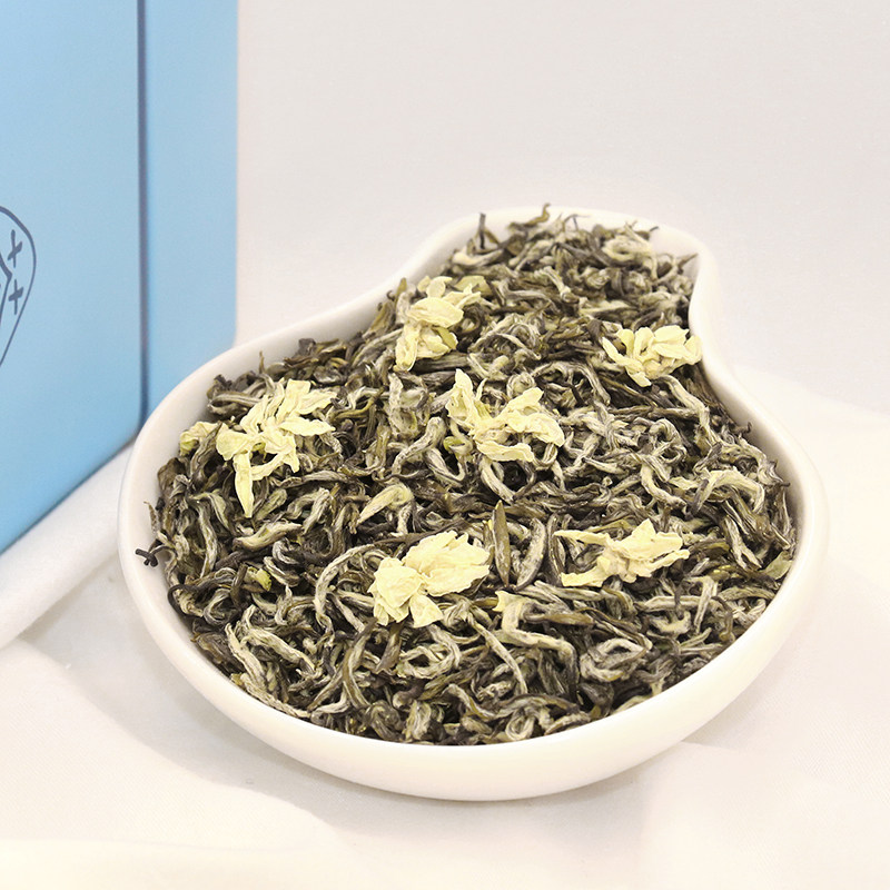 高香茶礼盒送朋友2021新茶茉莉花茶炒花飘雪浓香型四川茶叶250g