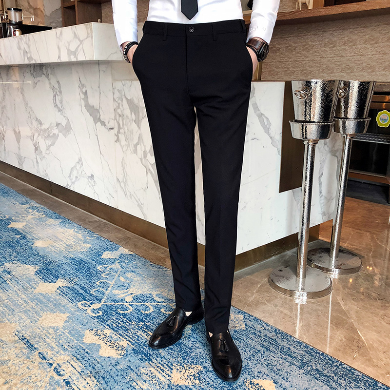 垂感西裤男士商务潮流修身西装秋季长裤子休闲西服裤宽松直筒正装