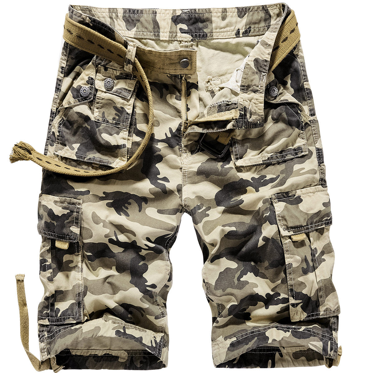 vip沙滩运动七分宽松纯棉夏季五分休闲迷彩休闲裤