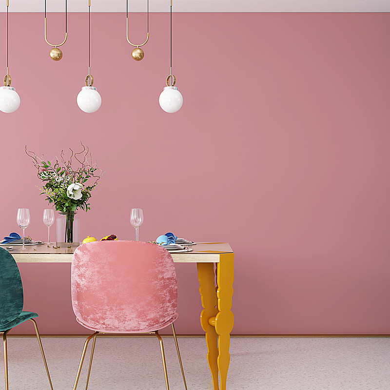 北欧粉淡壁纸粉色少女公主粉浅藕粉肉粉儿童无纺布墙纸