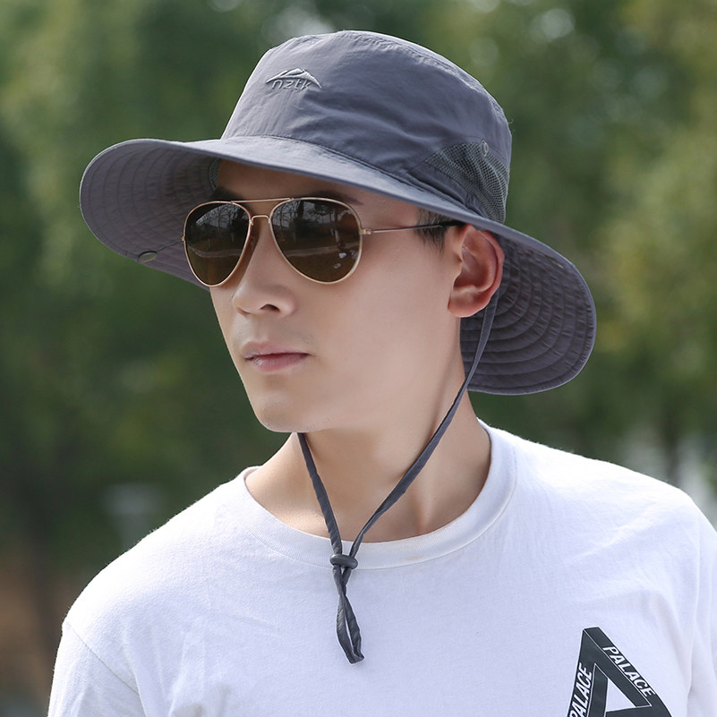 遮阳帽男士户外渔夫帽太阳帽夏季防晒帽中年休闲可折叠潮钓鱼帽子
