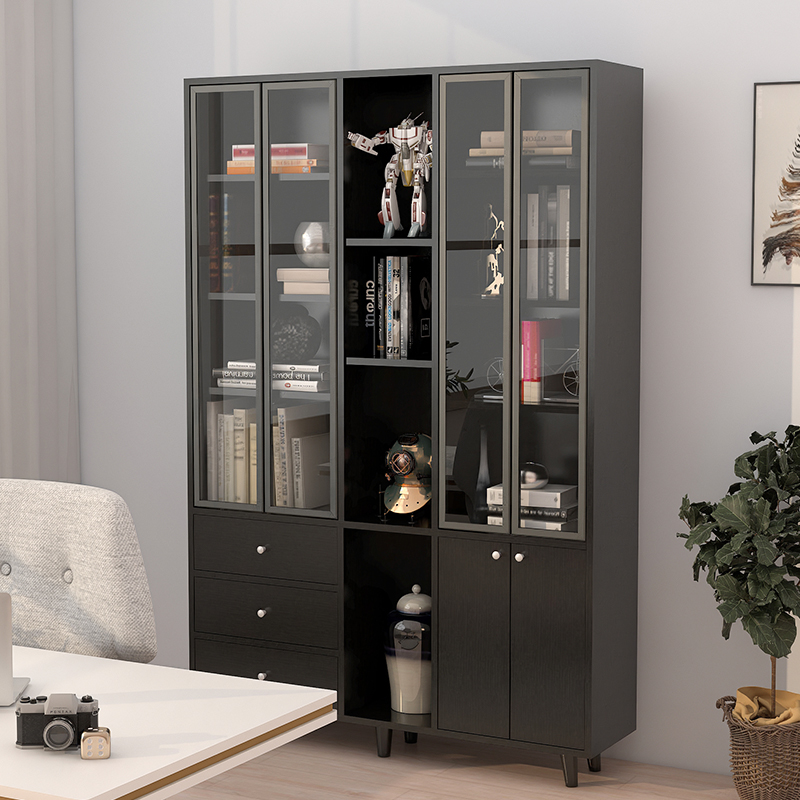 书柜简约百搭书房玻璃玻璃柜柜门儿童收纳多功能组合书柜