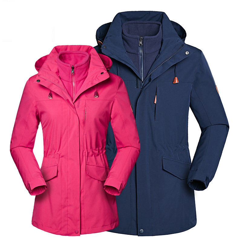 冬季新款户外服装冲锋衣女男三合一中长款防风防水保暖大码登山服