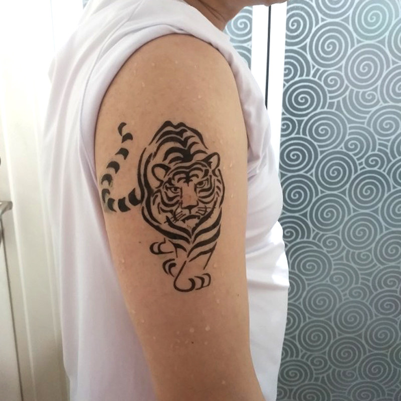 纹身半臂花臂下山老虎模板可重复用海娜果汁化妆