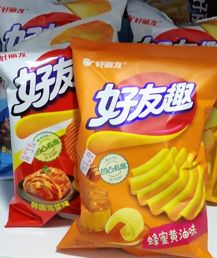 好丽友45g好友趣薯片泡菜牛排蜂蜜烤翅休闲聚会膨化食品