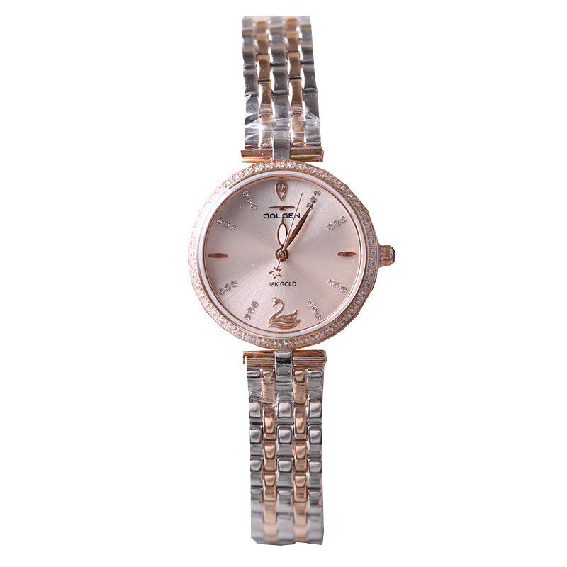 新款golgen古尊女表18k小天鹅女士石英表镶钻时尚国产腕表
