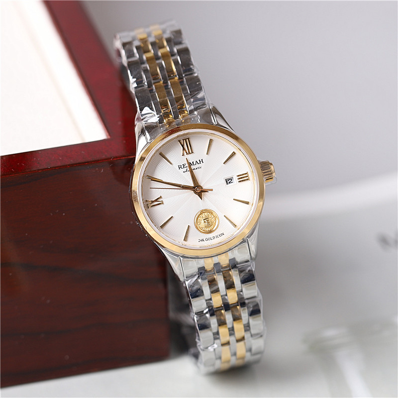 正品reimah雷迈手表男表女表情情侣奢华24k金真钻国产腕表